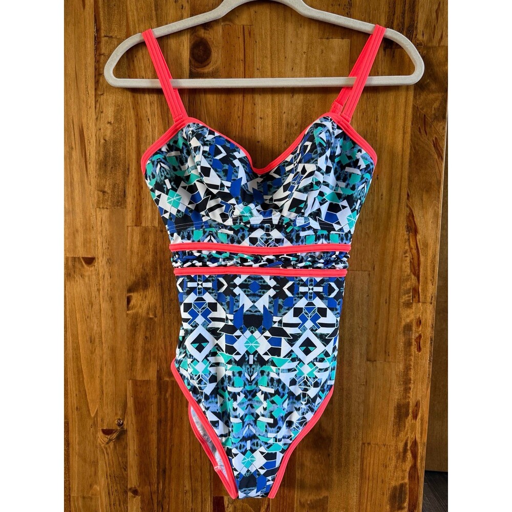 Figleaves Geometric One Piece Underwire Swimsuit Sz. 32F